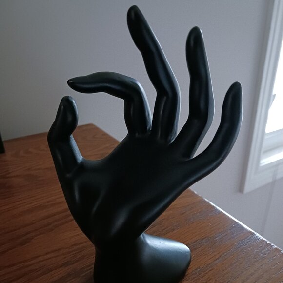Mannequins Jewelry Display Stands Holders Half Face Bust & OK Hand Black Resin - Picture 3 of 9